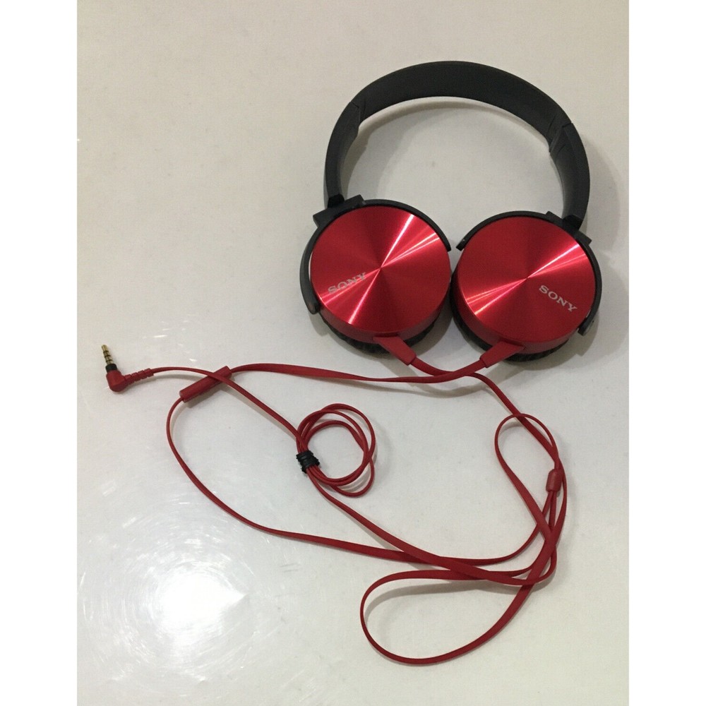 Sony MDR-XB450 On Ear EXTRA BASS Headphones red gift Mic. Headset Stereo  EX+